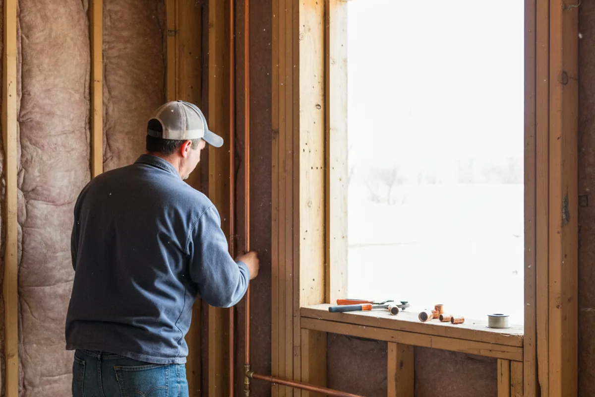 Licensed plumber running new copper supply lines in a Highland home